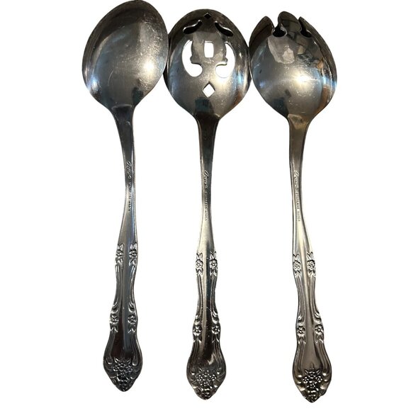 Vintage Stanley Roberts Dream Rose Stainless Steel Serving Set - Picture 4 of 4